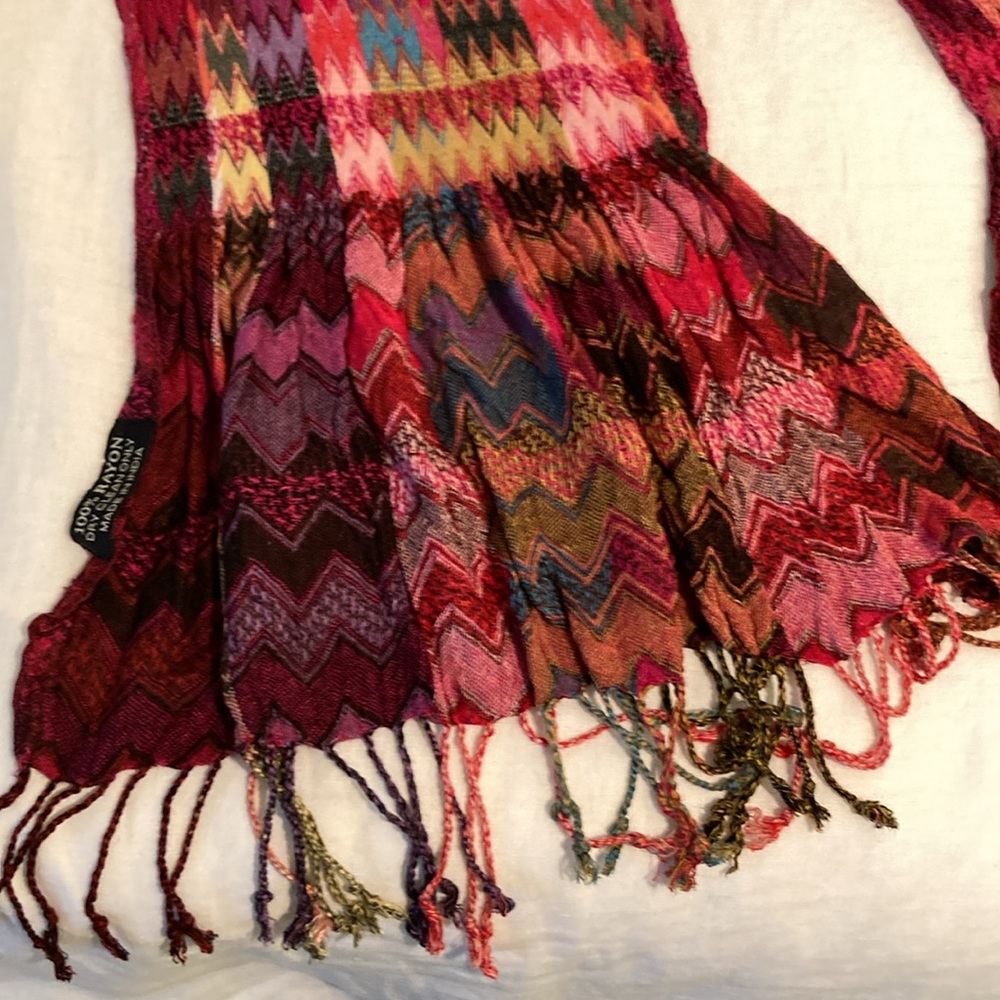 Scarf Zigzag Chevron 100% Rayon Boho Multi Color - image 6